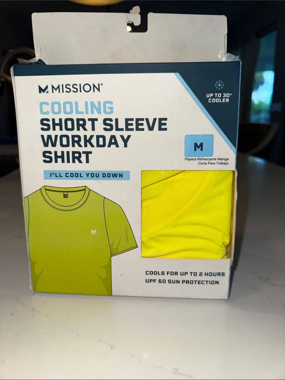 Mission Cooling Short Sleeve Workday Shirt - Yellow - M